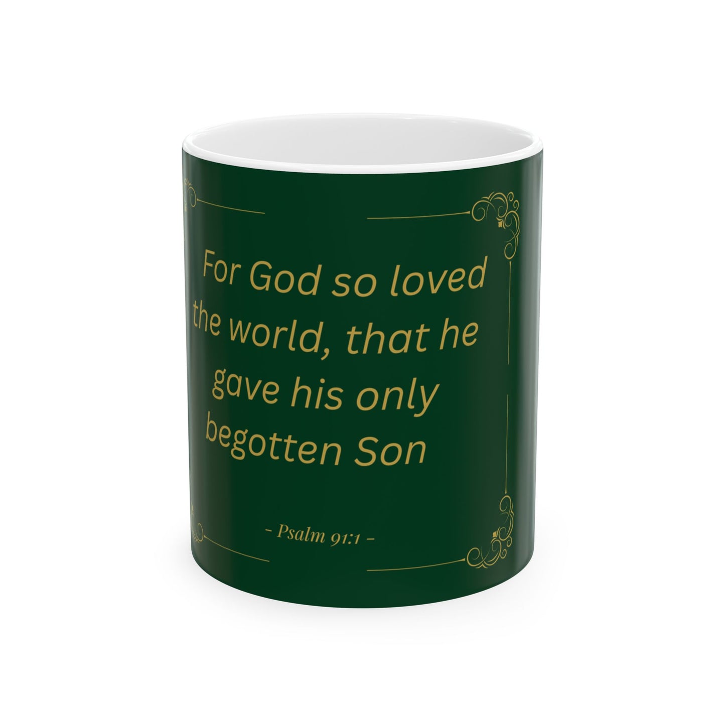 For God So Loved the World — Inspirational Scripture Mug (11oz/15oz) Emerald Night