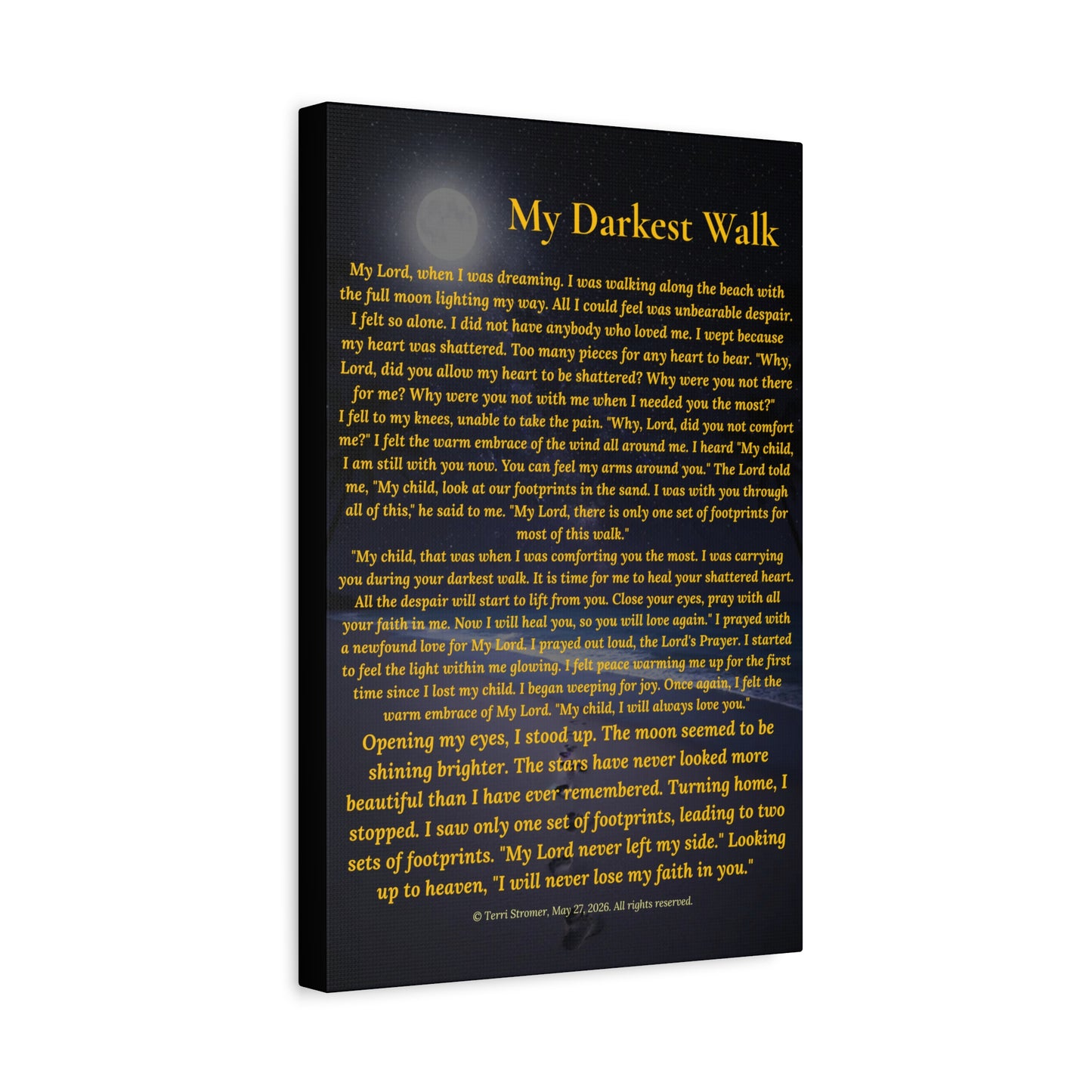 Canvas Wall Art — "My Darkest Walk" Poem Print