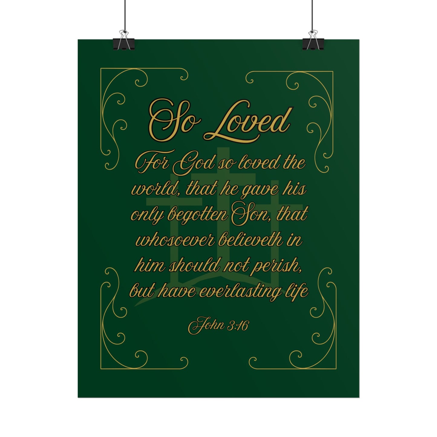 So Loved — John 3:16 Scripture Wall Art Legacy Emerald