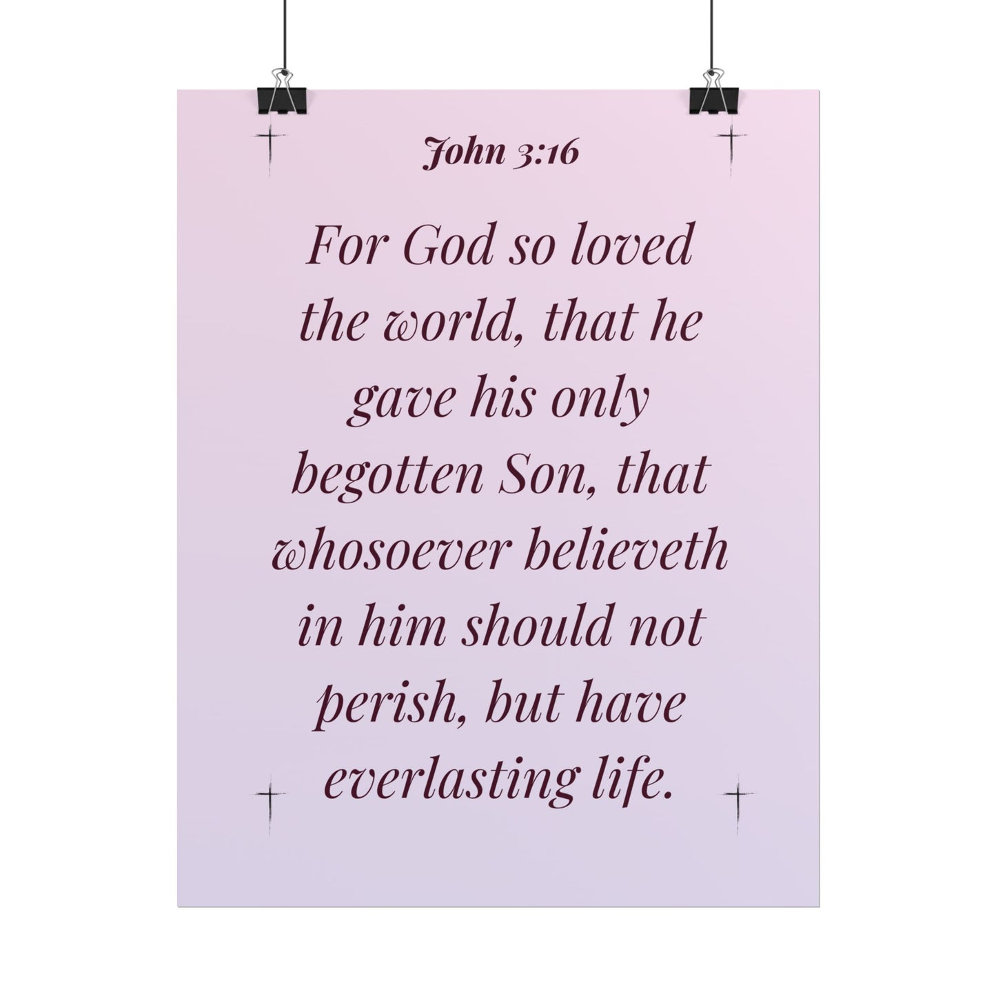 MTV John 3:16 - Rolled Christian Wall Art Pastel Gradient Pink