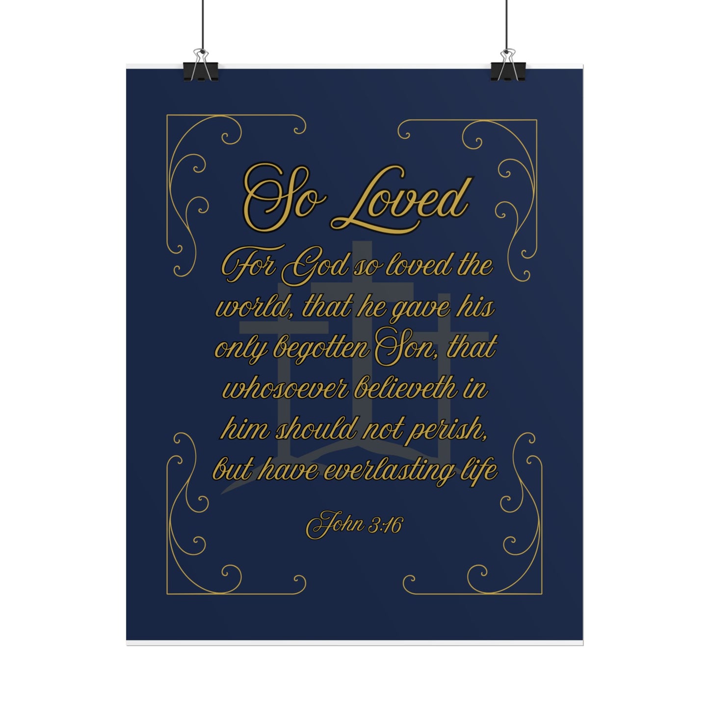So Loved – John 3:16 Scriptural Wall Art Faithful Midnight