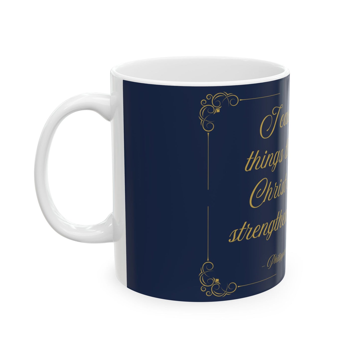 I Can Do All Things — Inspirational Scripture Mug (11oz/15oz) Navy