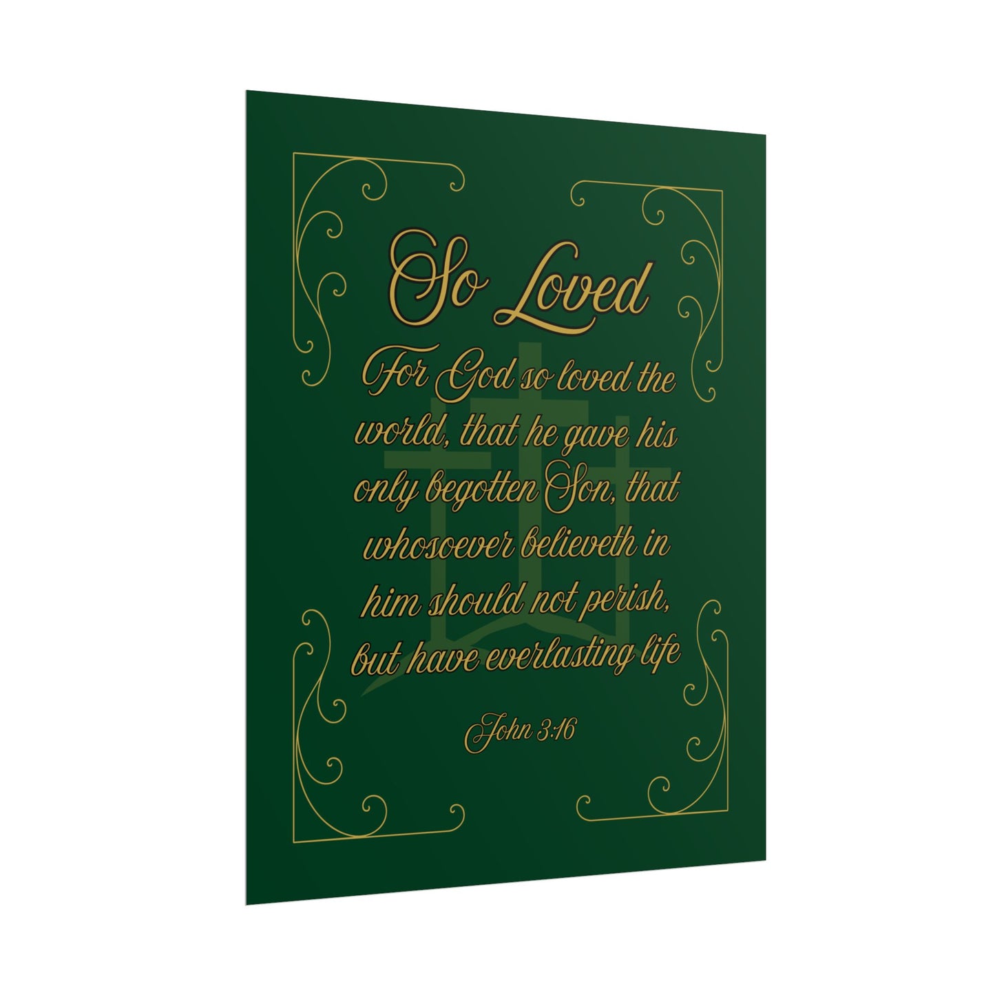 So Loved — John 3:16 Scripture Wall Art Legacy Emerald
