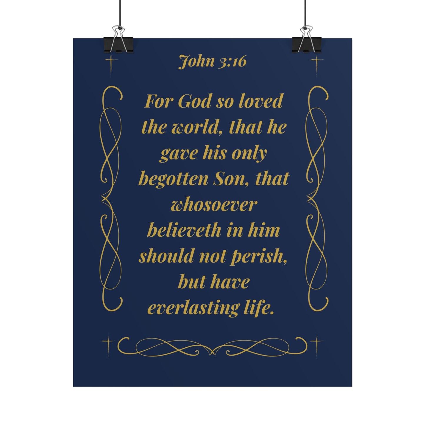 MTV John 3:16  — Navy & Gold Christian Wall Art (Rolled)