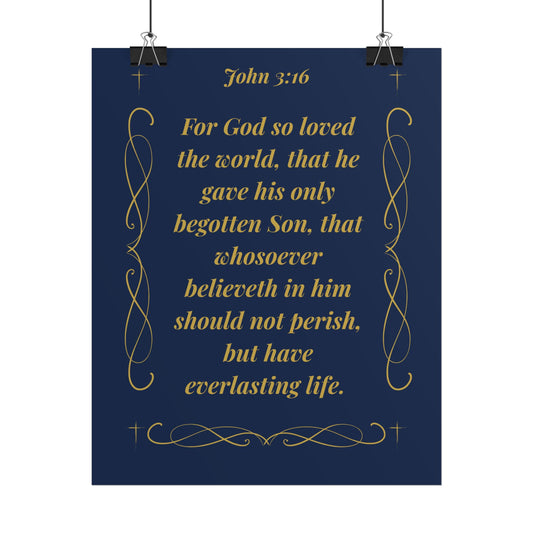 MTV John 3:16  — Navy & Gold Christian Wall Art (Rolled)