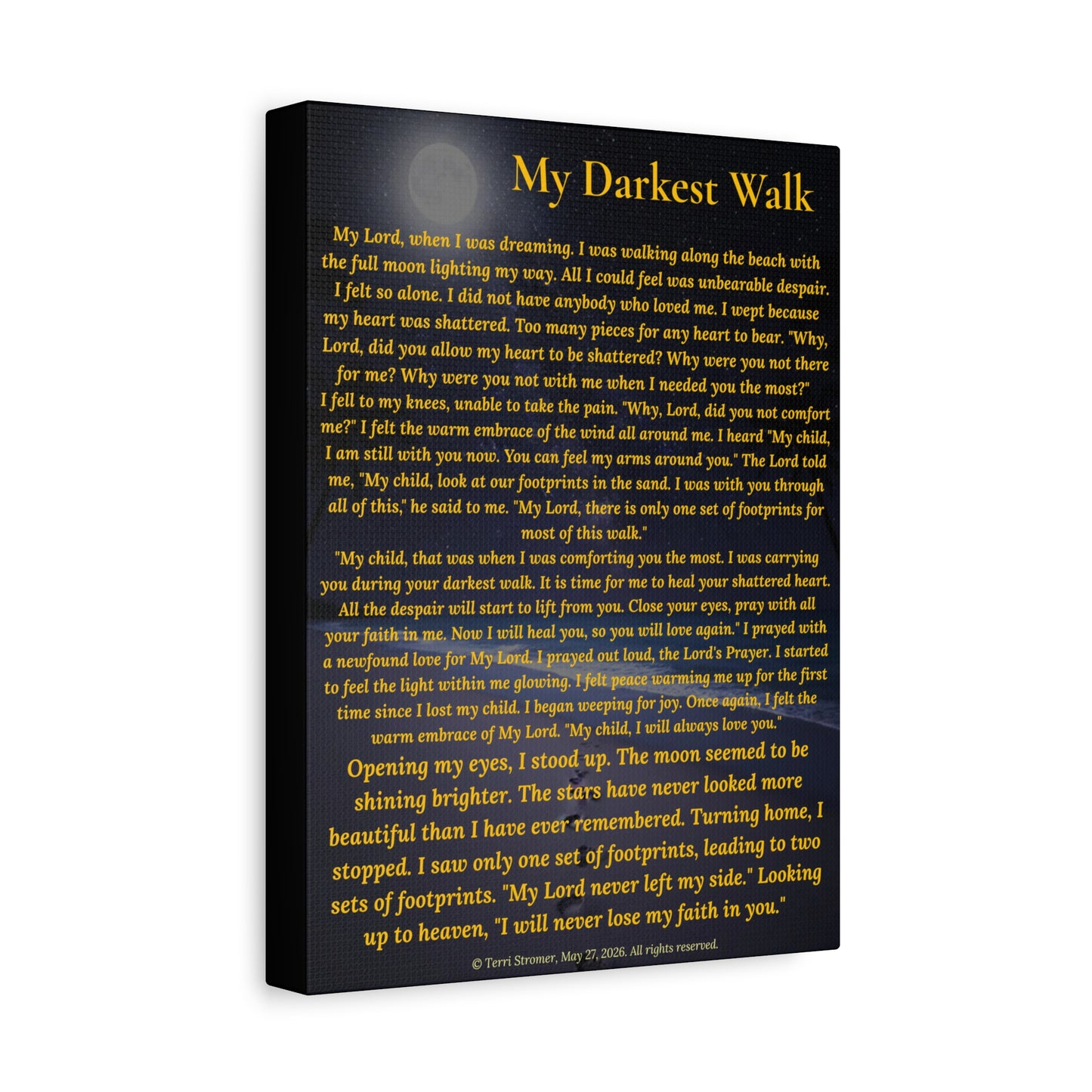 Canvas Wall Art — "My Darkest Walk" Poem Print