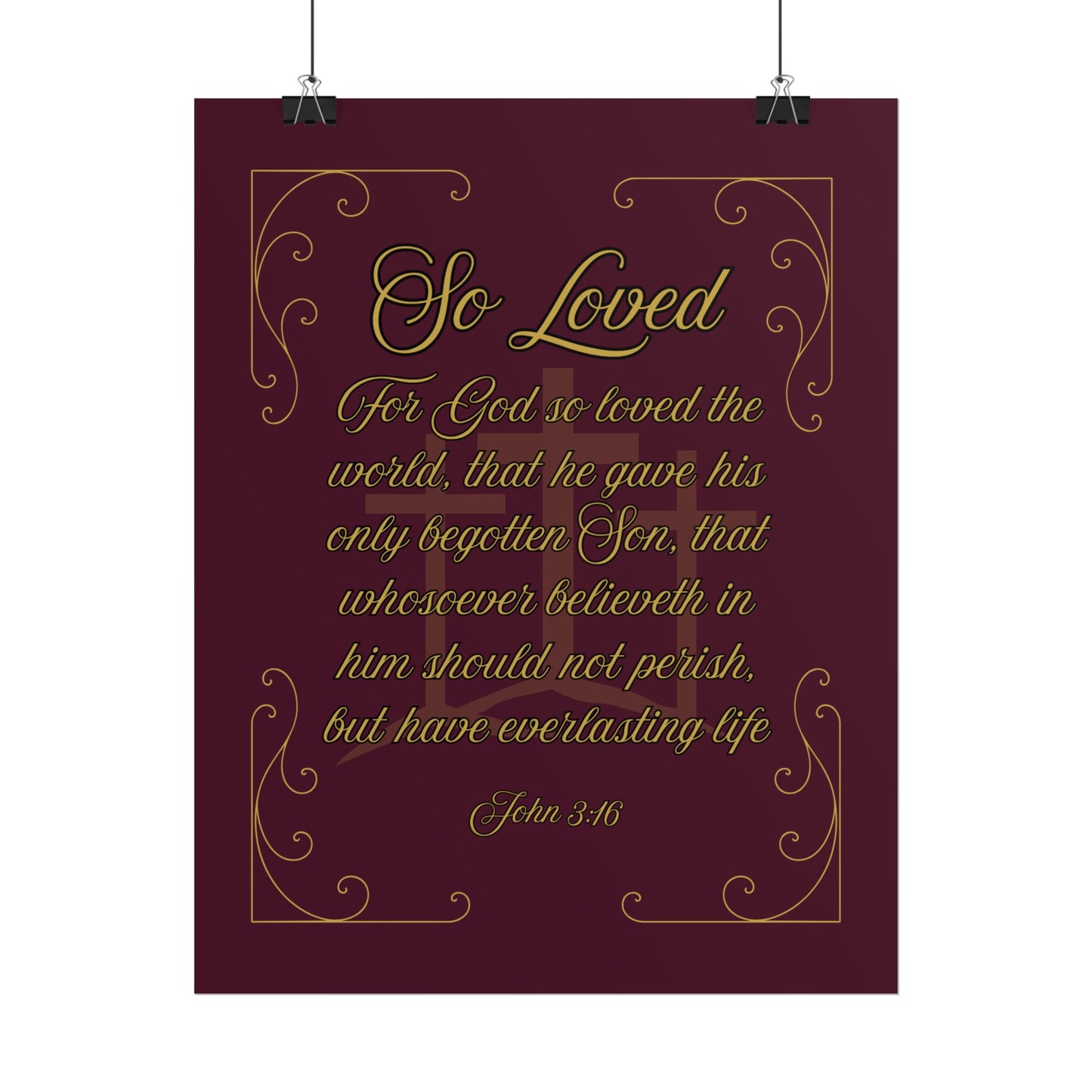 So Loved - John 3:16 Scripture Wall Art Redeemed Scarlet
