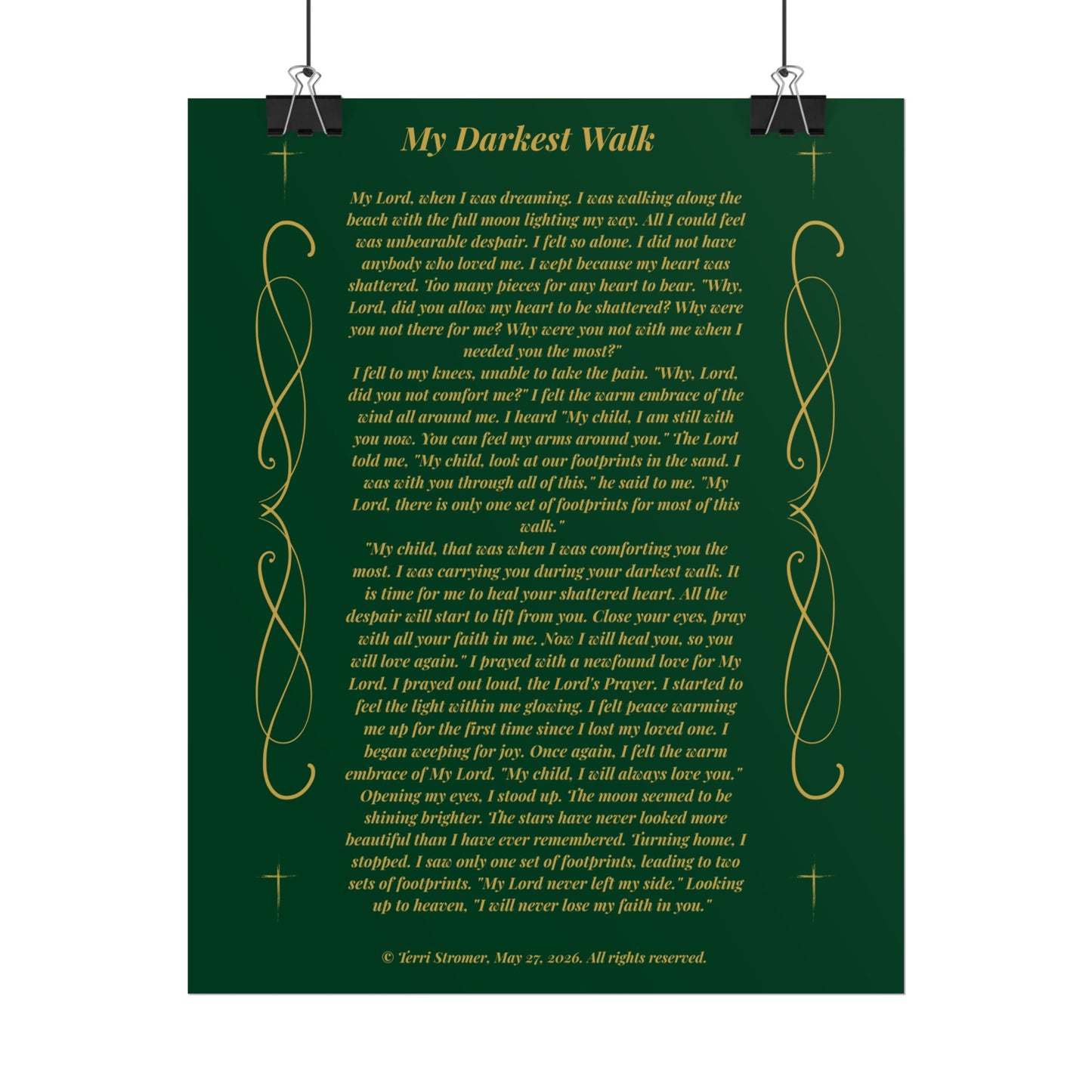 MTV My Darkest Walk - Decorative Inspirational Poem Print Emerald Night