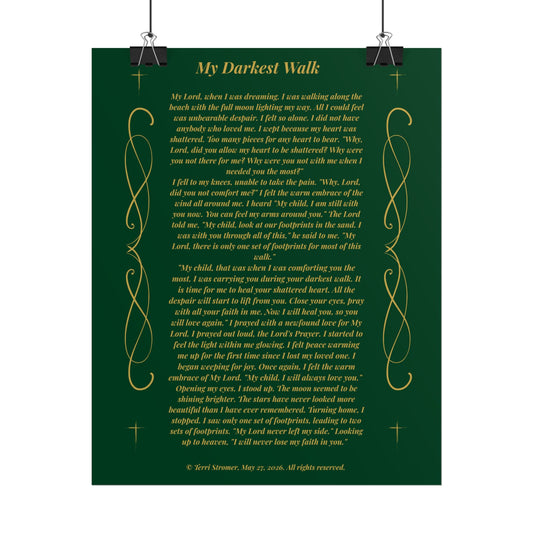 MTV My Darkest Walk - Decorative Inspirational Poem Print Emerald Night