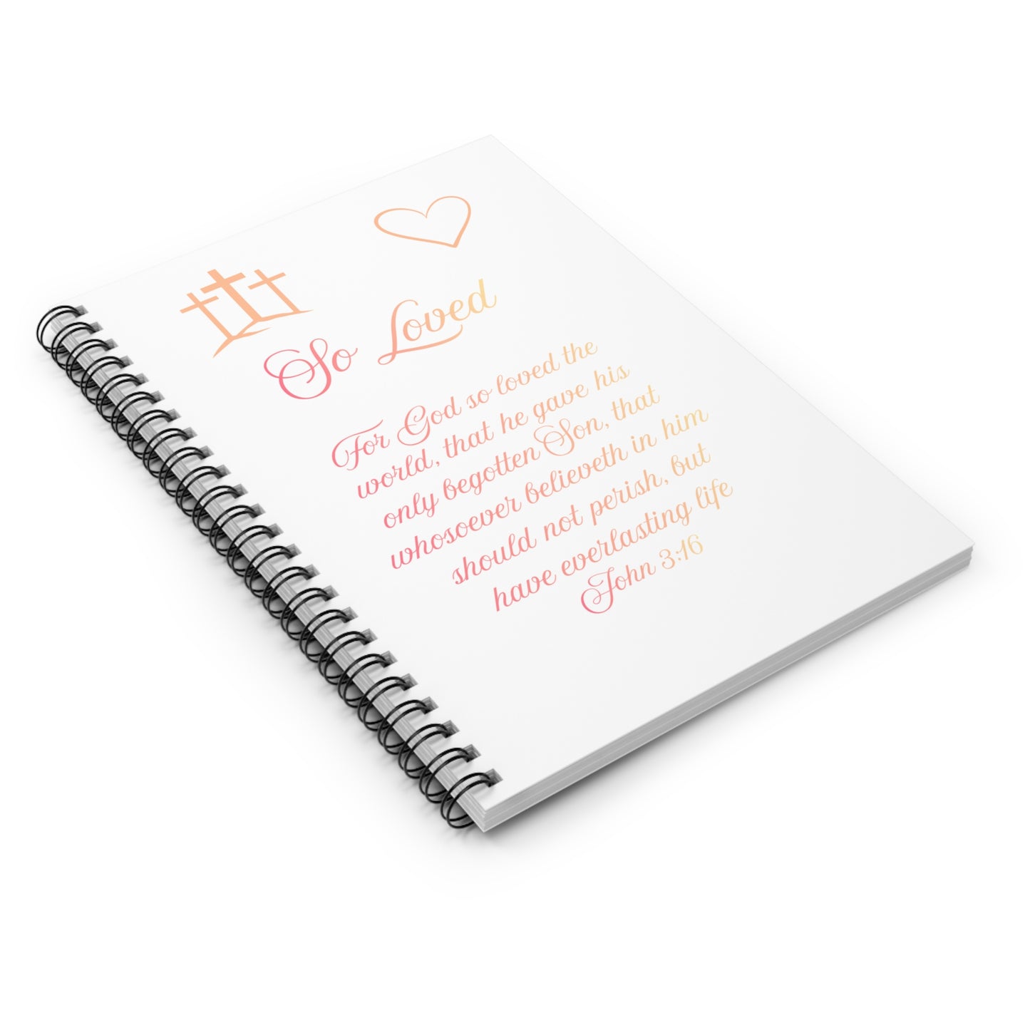 So Loved — John 3:16 Scripture Spiral Notebook | Faith Journal Peach