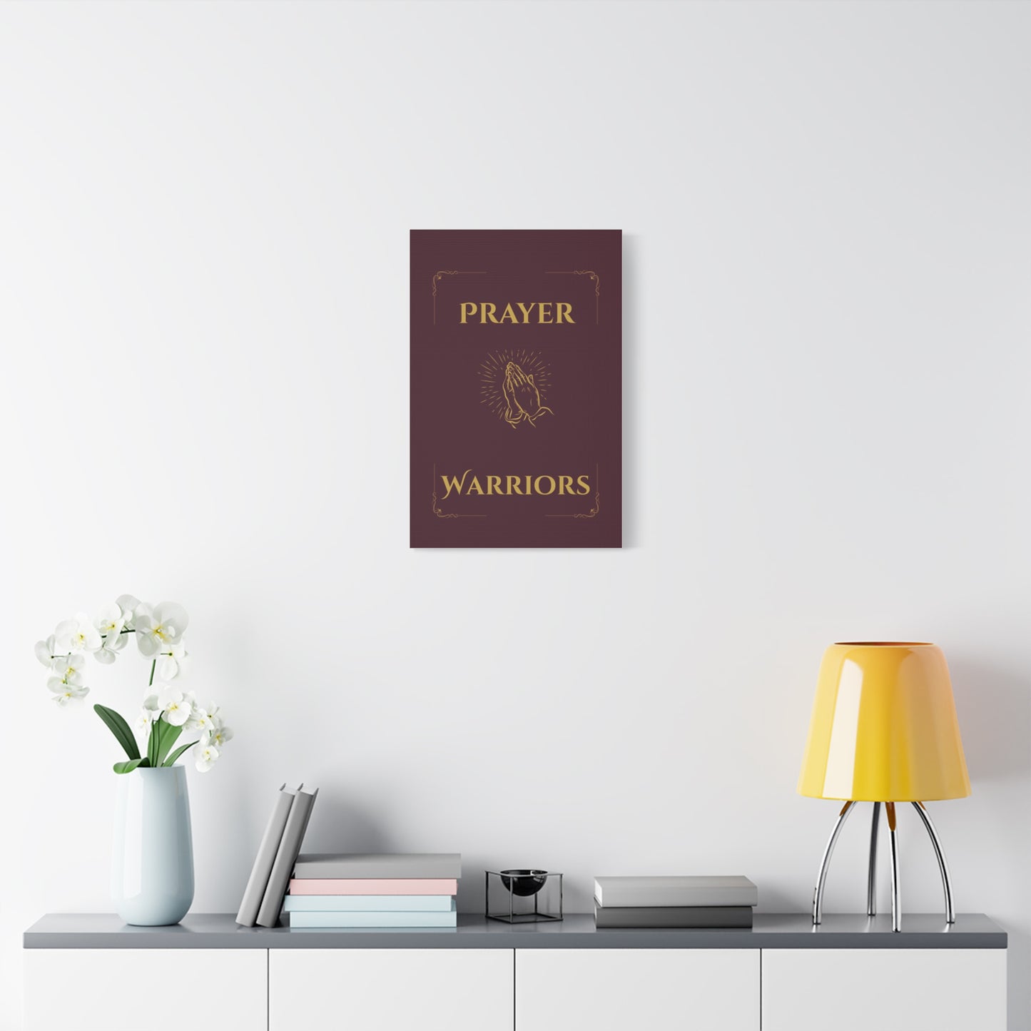 Prayer Warriors Canvas Wall Art — Redeemed Scarlet with Anointed Gold Text