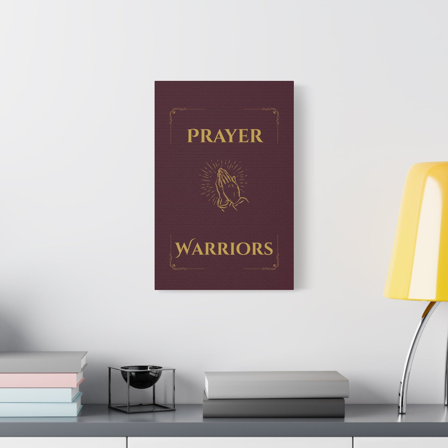 Prayer Warriors Canvas Wall Art — Redeemed Scarlet with Anointed Gold Text