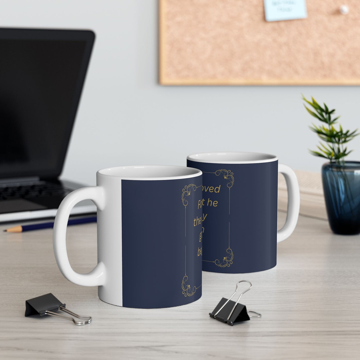 For God So Loved the World — Inspirational Scripture Mug (11oz/15oz) Navy