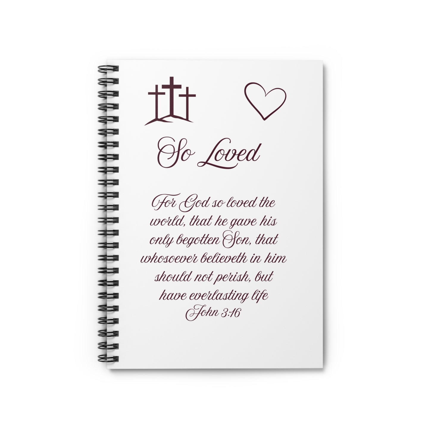 So Loved — John 3:16 Scripture Spiral Notebook | Faith Journal Burgundy