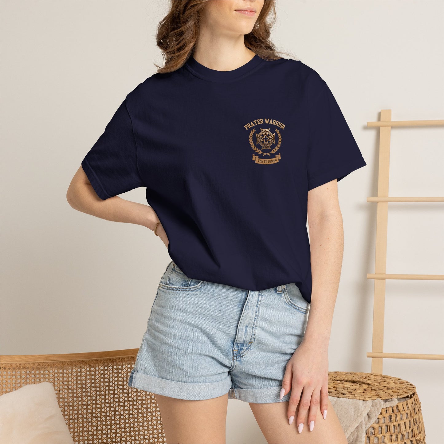"I Am a Prayer Warrior" — Unisex Faith Heritage Crest T-Shirt | Celtic Cross | Prayer Warrior Tee