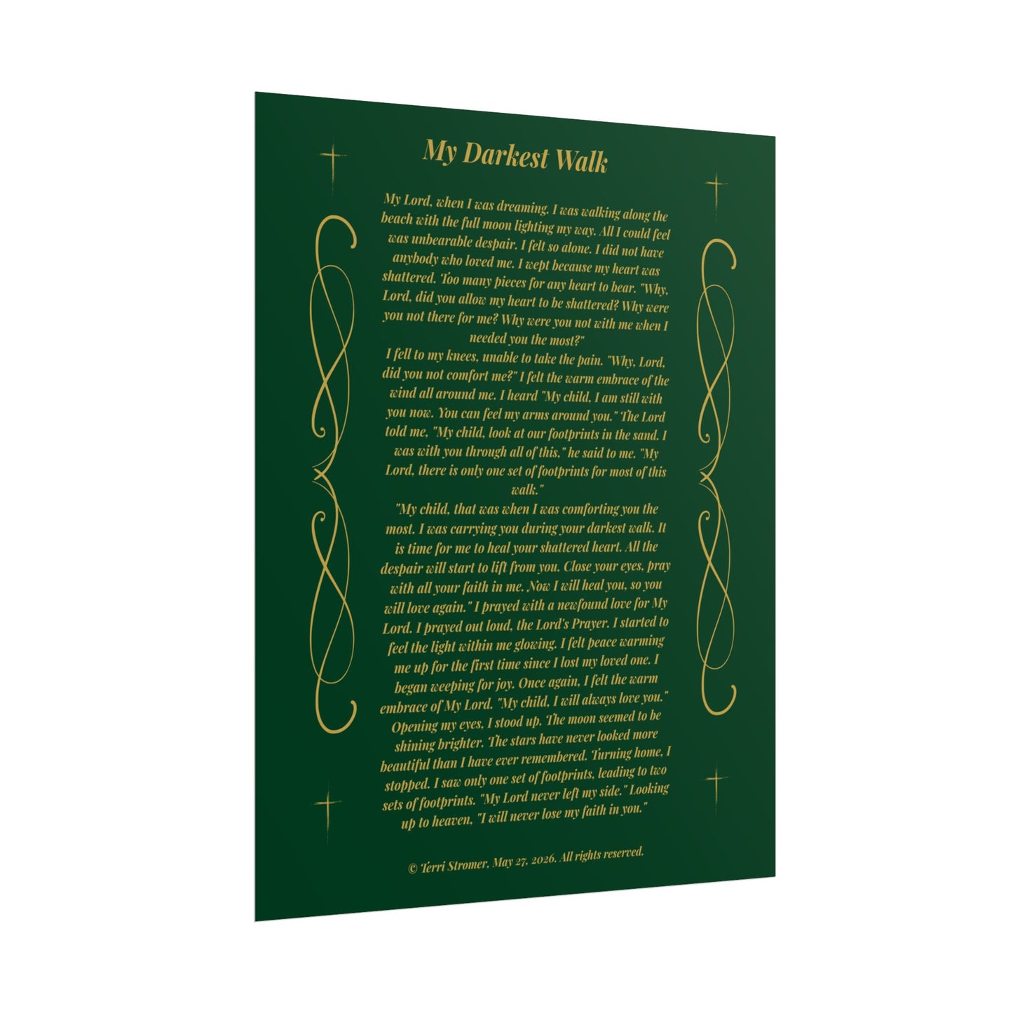 MTV My Darkest Walk - Decorative Inspirational Poem Print Emerald Night