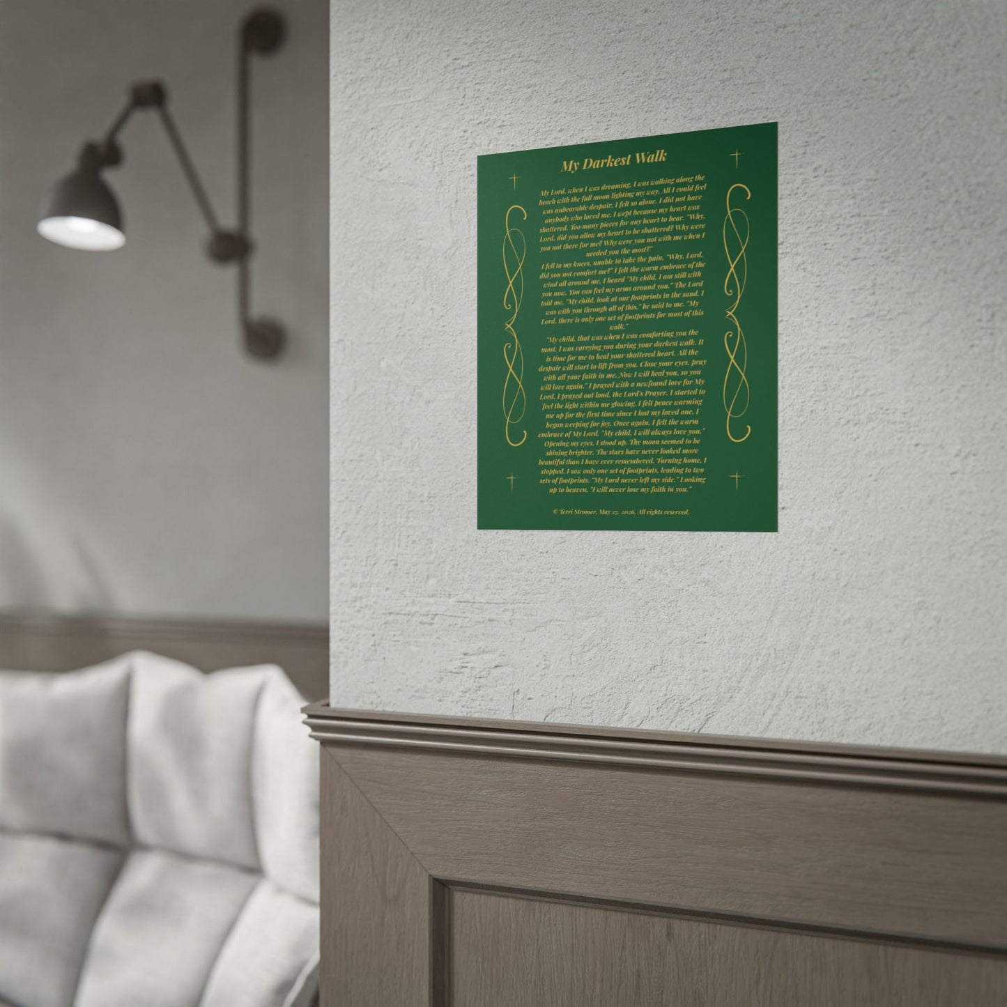 MTV My Darkest Walk - Decorative Inspirational Poem Print Emerald Night