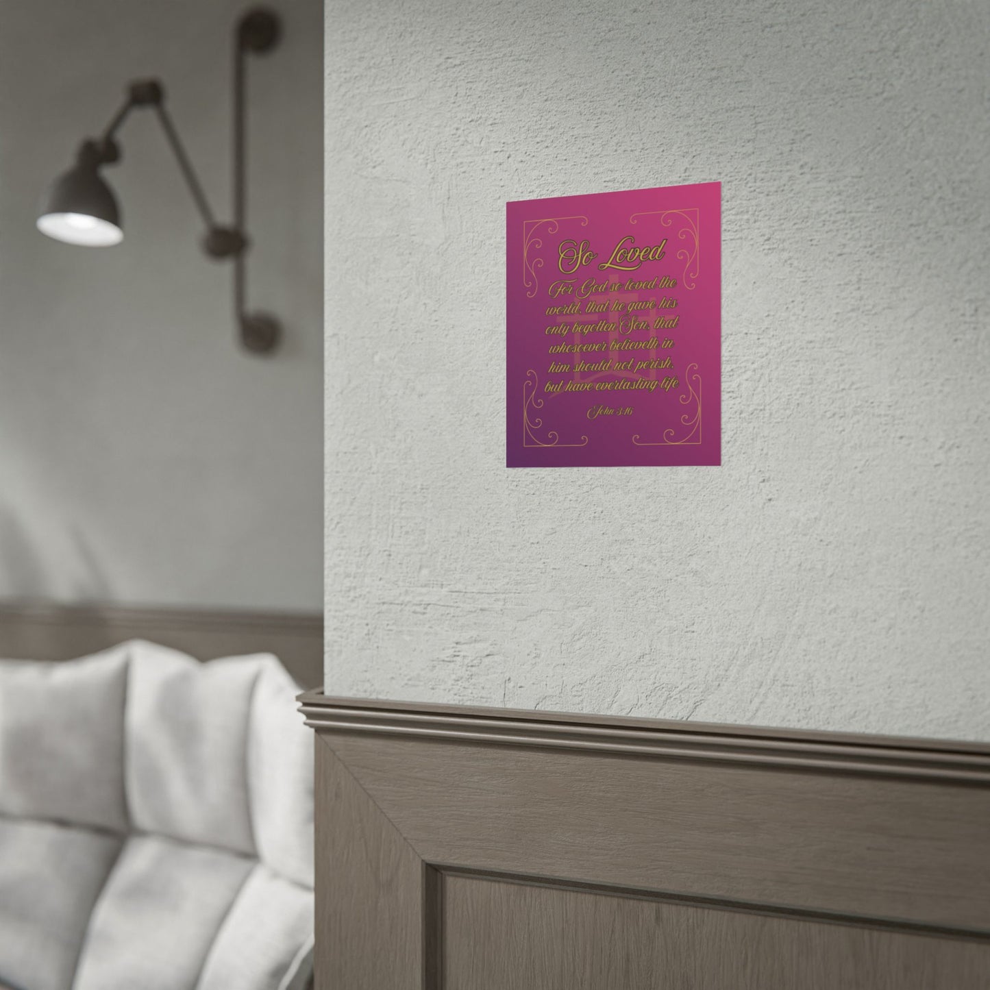 So Loved — John 3:16 Scripture Wall Art Glorified Magneta