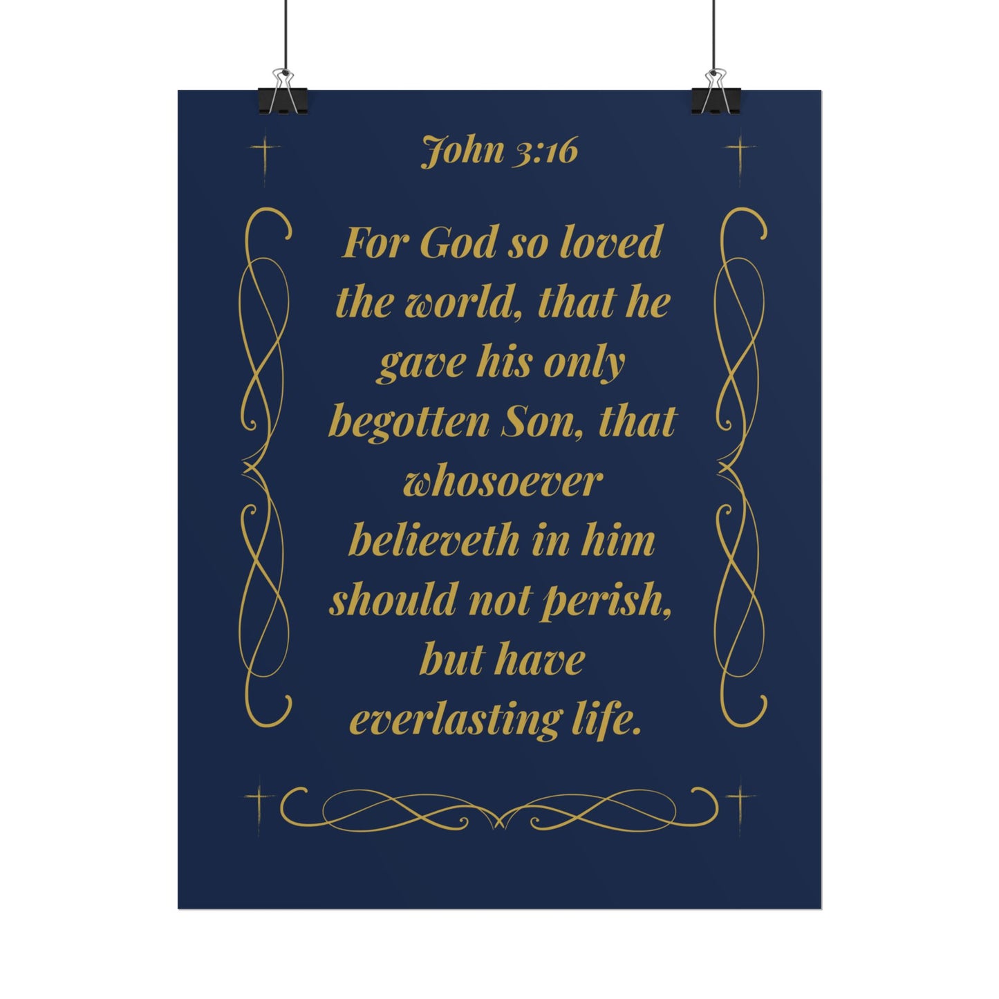 MTV John 3:16  — Navy & Gold Christian Wall Art (Rolled)