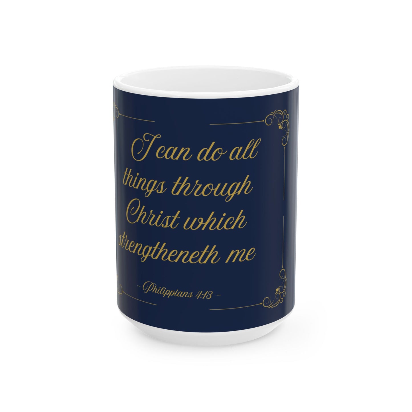 I Can Do All Things — Inspirational Scripture Mug (11oz/15oz) Navy