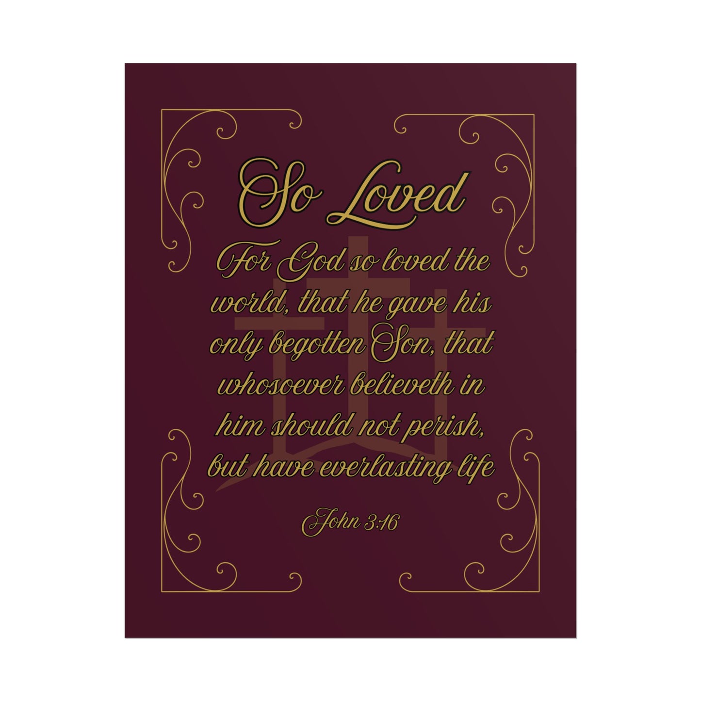 So Loved - John 3:16 Scripture Wall Art Redeemed Scarlet