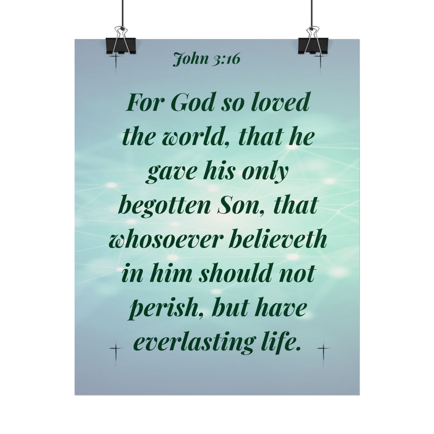 MTV John 3:16— Rolled Christian Wall Art Aqua Light Background