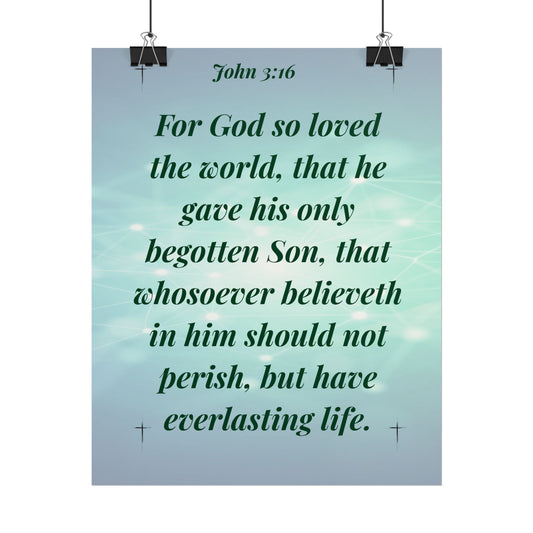 MTV John 3:16— Rolled Christian Wall Art Aqua Light Background