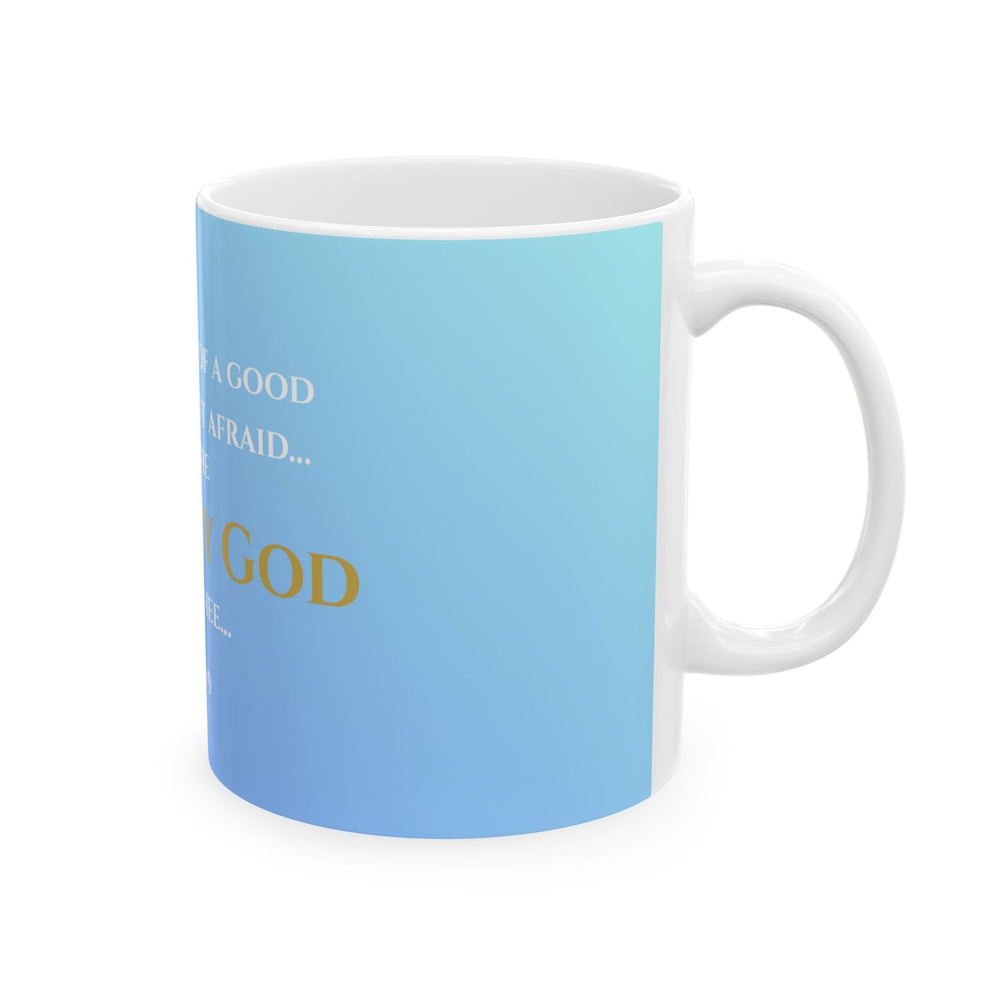 Be Strong and Courageous Scripture Mug | Joshua 1:9 | Heavenly Skies with White & Gold Lettering