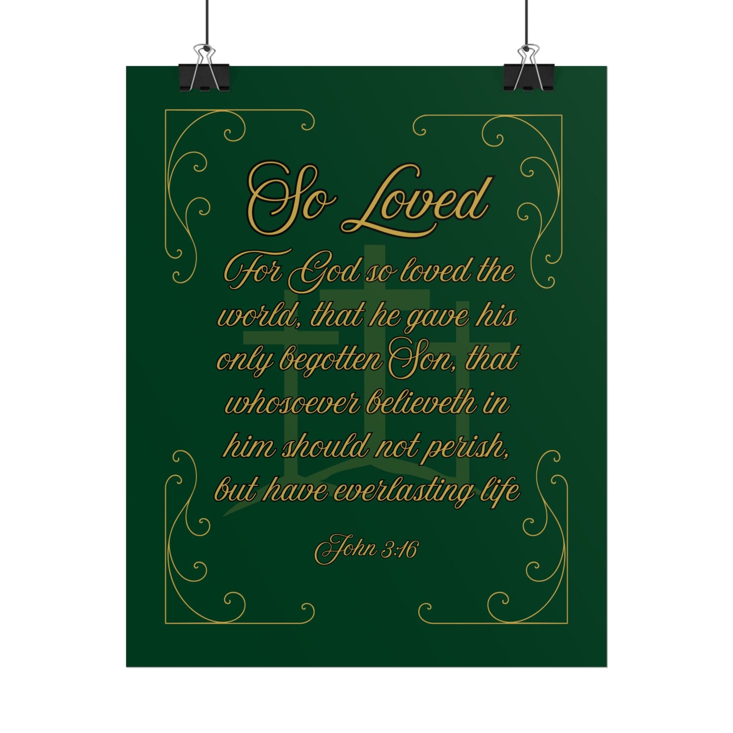 So Loved — John 3:16 Scripture Wall Art Legacy Emerald