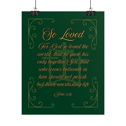 So Loved — John 3:16 Scripture Wall Art Legacy Emerald