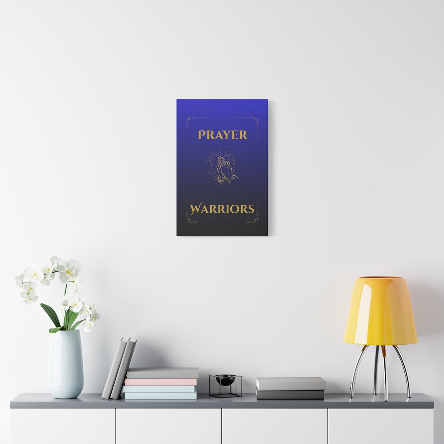 Prayer Warriors Canvas Wall Art — Heavenly Blue with Anointed Gold Text