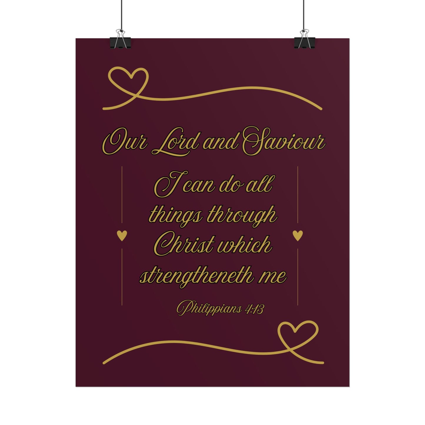 Our Lord and Saviour— Philippians 4:13 Scripture Wall Art Redeemed Scarlet