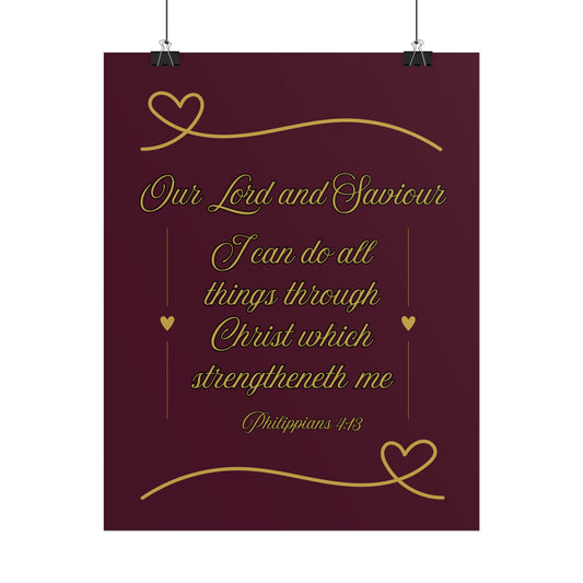 Our Lord and Saviour— Philippians 4:13 Scripture Wall Art Redeemed Scarlet