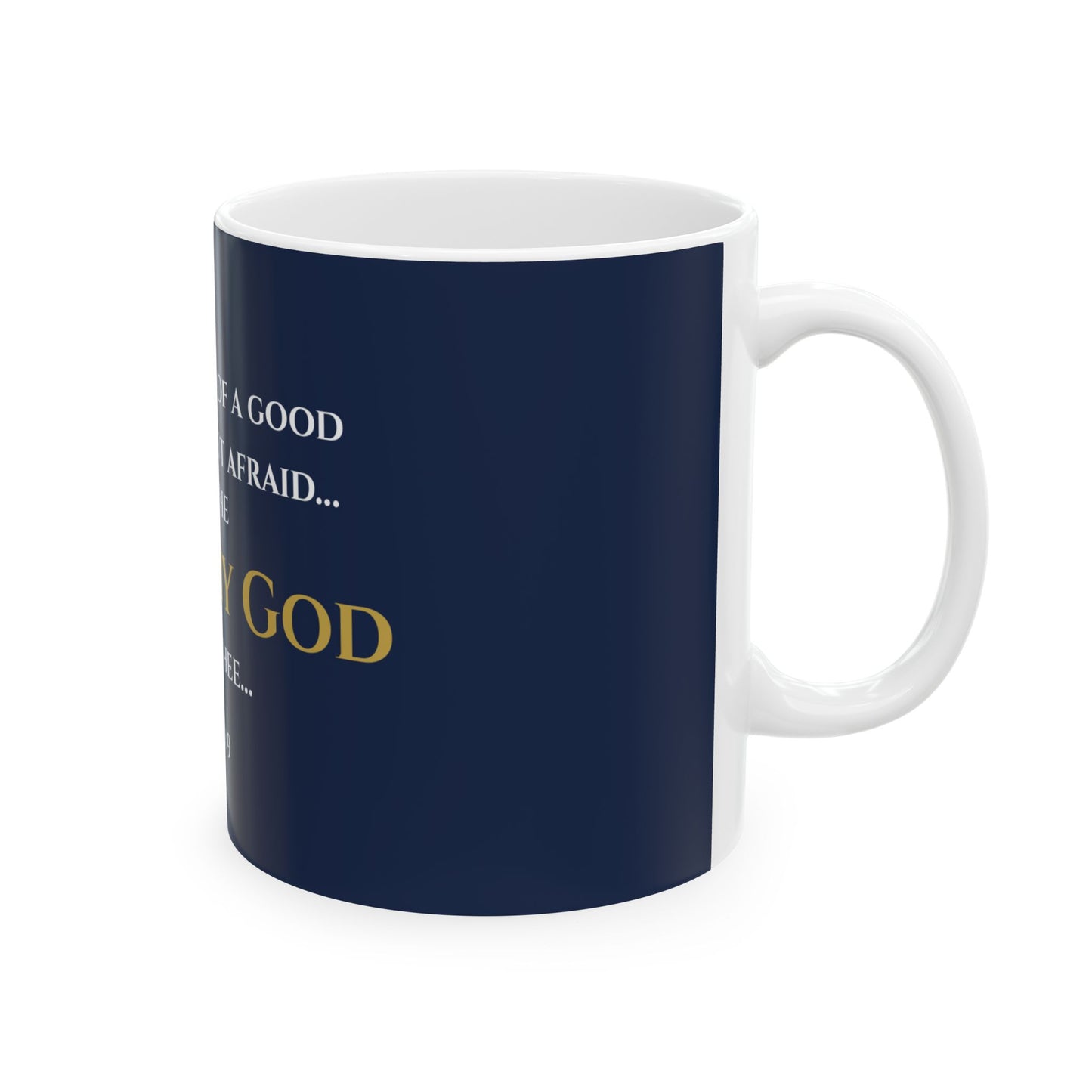 Be Strong and Courageous Scripture Mug | Joshua 1:9 | Faithful Midnight with White & Gold Lettering
