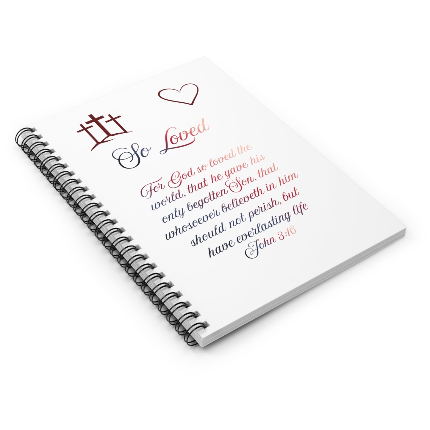 So Loved — John 3:16 Scripture Spiral Notebook | Faith Journal Red