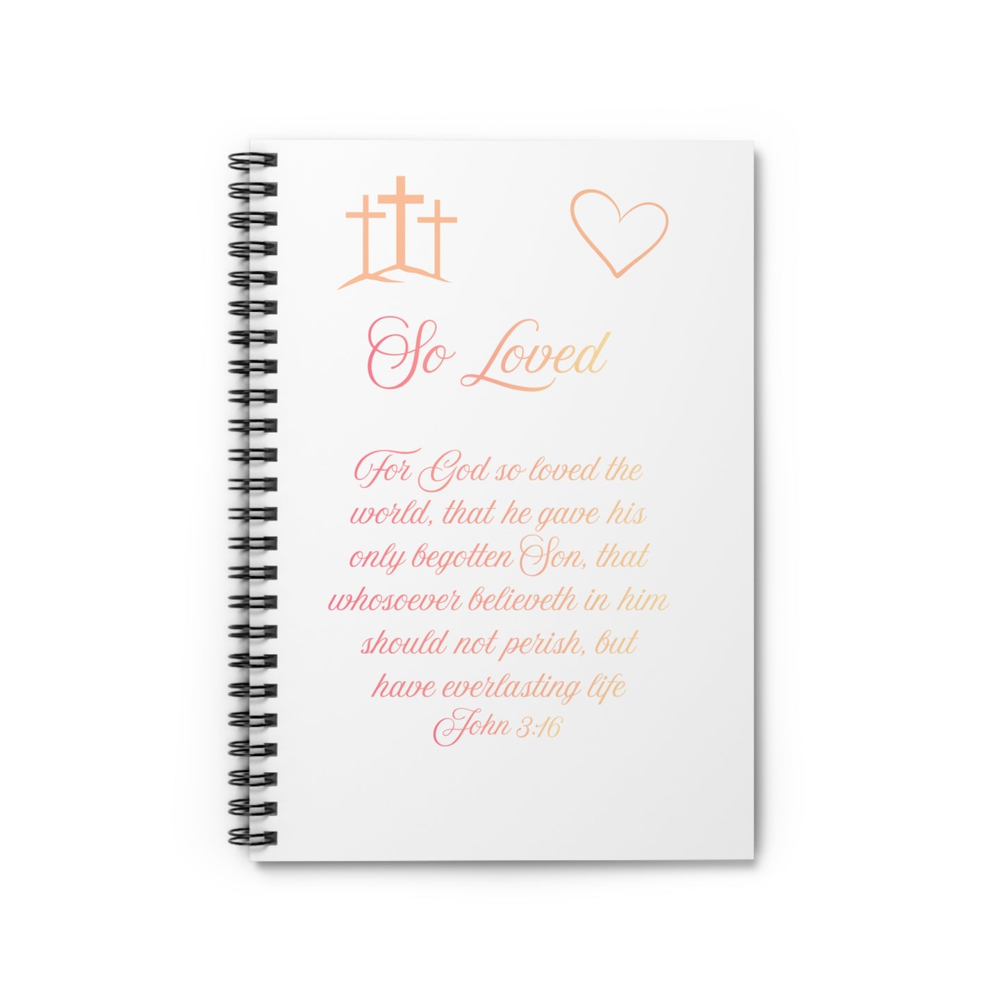 So Loved — John 3:16 Scripture Spiral Notebook | Faith Journal Peach