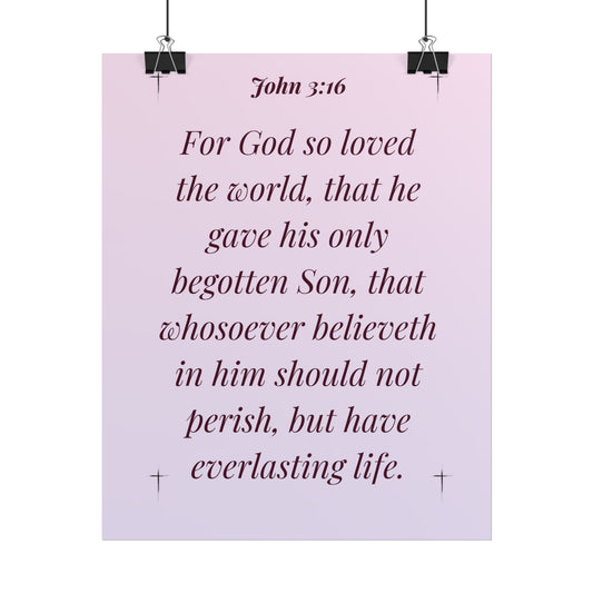 MTV John 3:16 - Rolled Christian Wall Art Pastel Gradient Pink