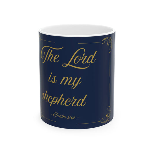 The Lord Is My Shepherd — Inspirational Scripture Mug (11oz/15oz) Navy