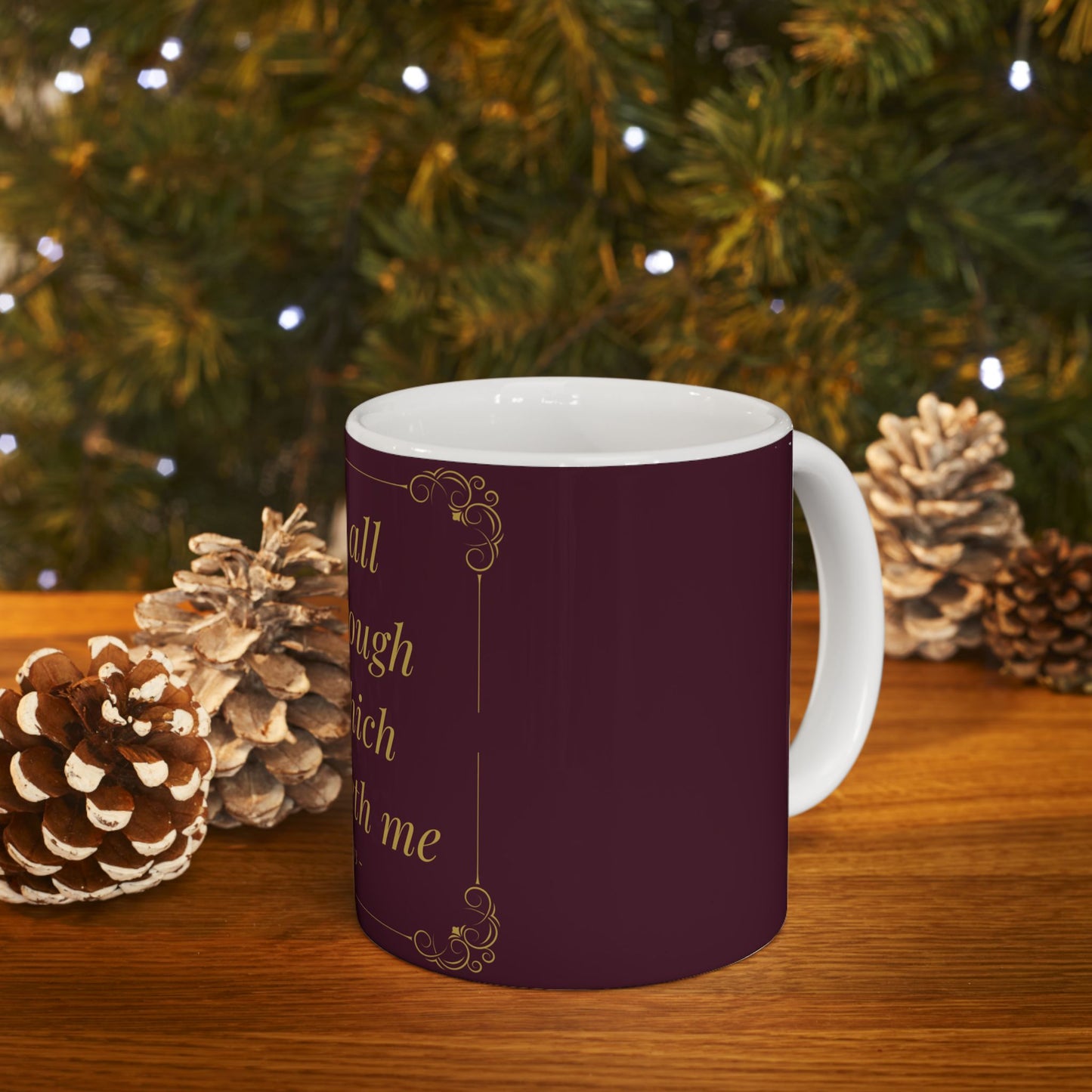 I Can Do All Things — Inspirational Scripture Mug (11oz/15oz) Burgundy | Playfair Display