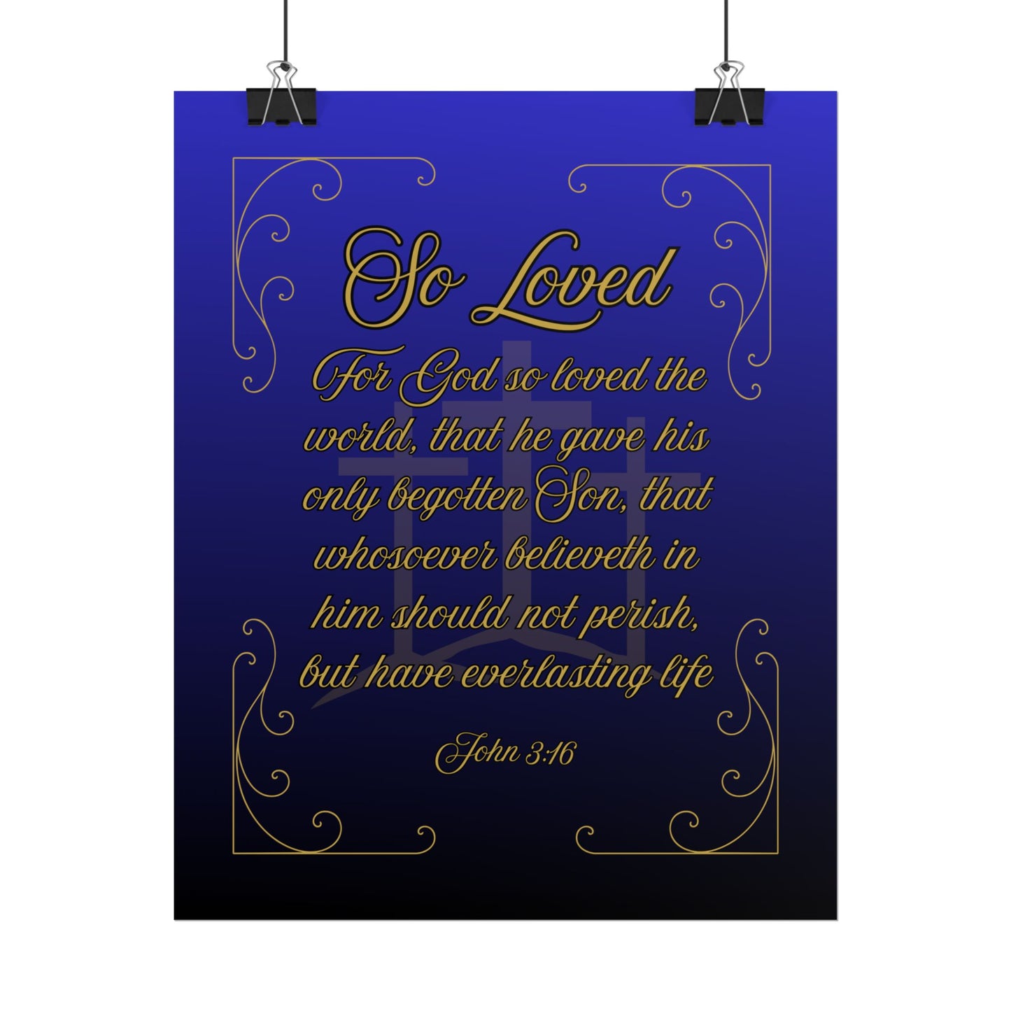 So Loved — John 3:16 Scripture Wall Art Heavenly Blue