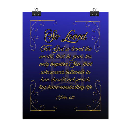 So Loved — John 3:16 Scripture Wall Art Heavenly Blue