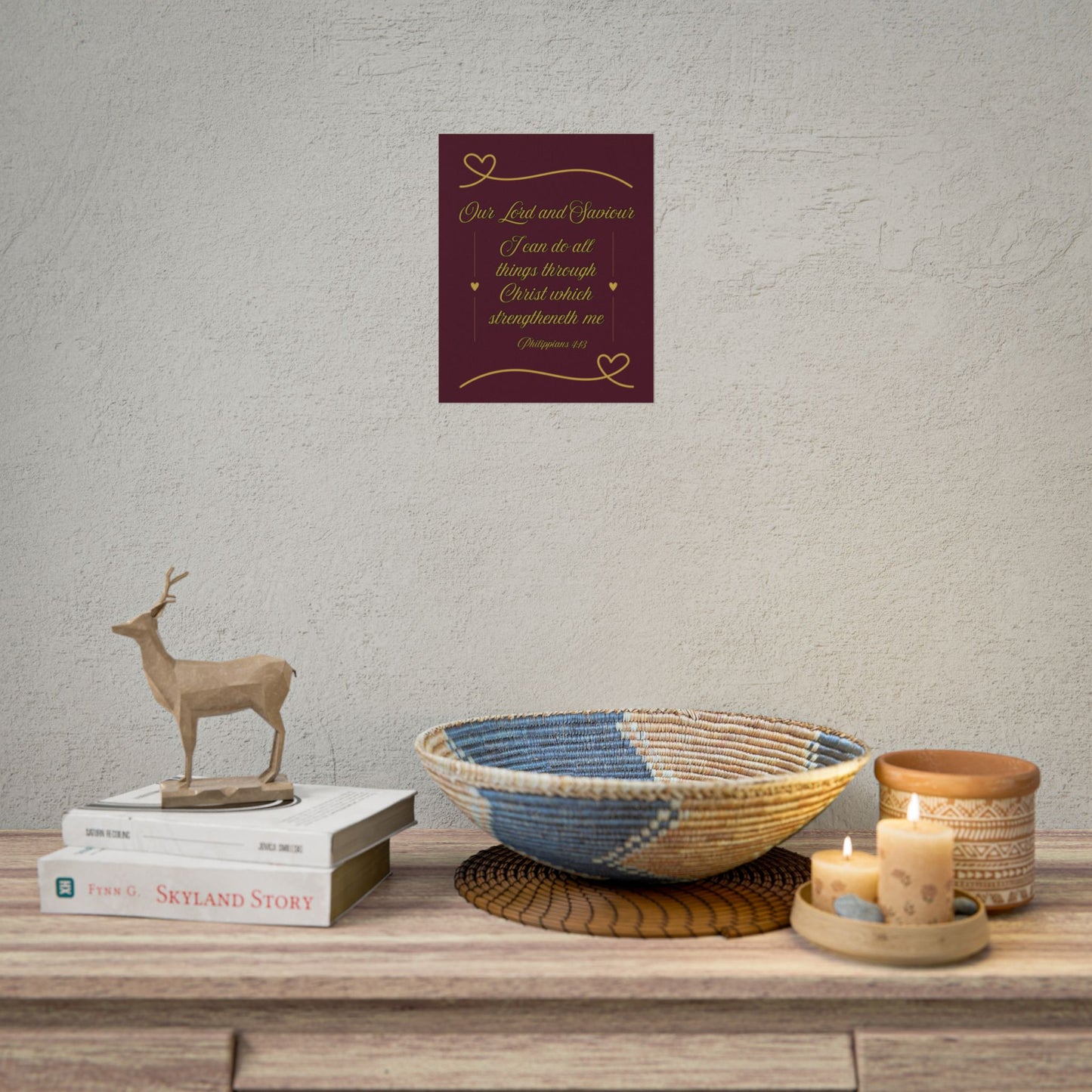 Our Lord and Saviour— Philippians 4:13 Scripture Wall Art Redeemed Scarlet