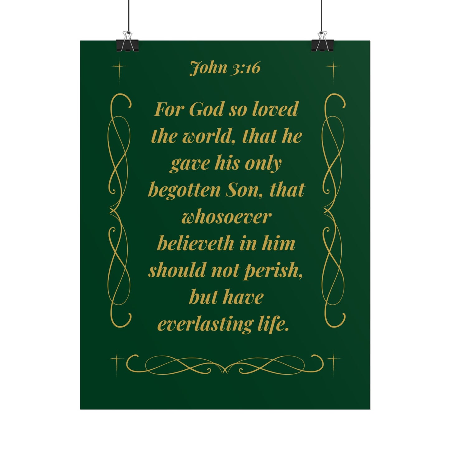 MTV John 3:16  — Gold Script Christian Scripture Wall Art Emerald Night