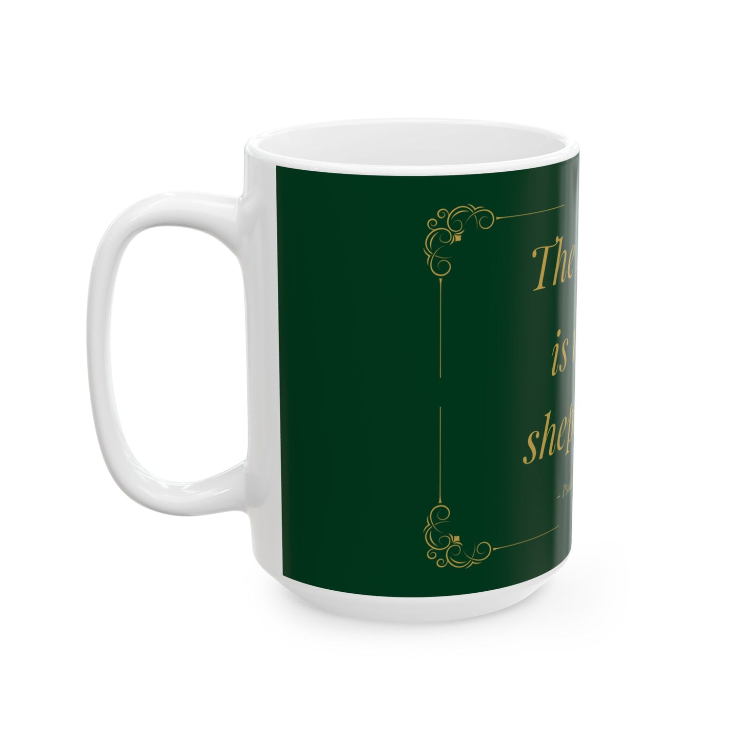 The Lord Is My Shepherd — Inspirational Scripture Mug (11oz/15oz) Emerald Night | Playfair Display