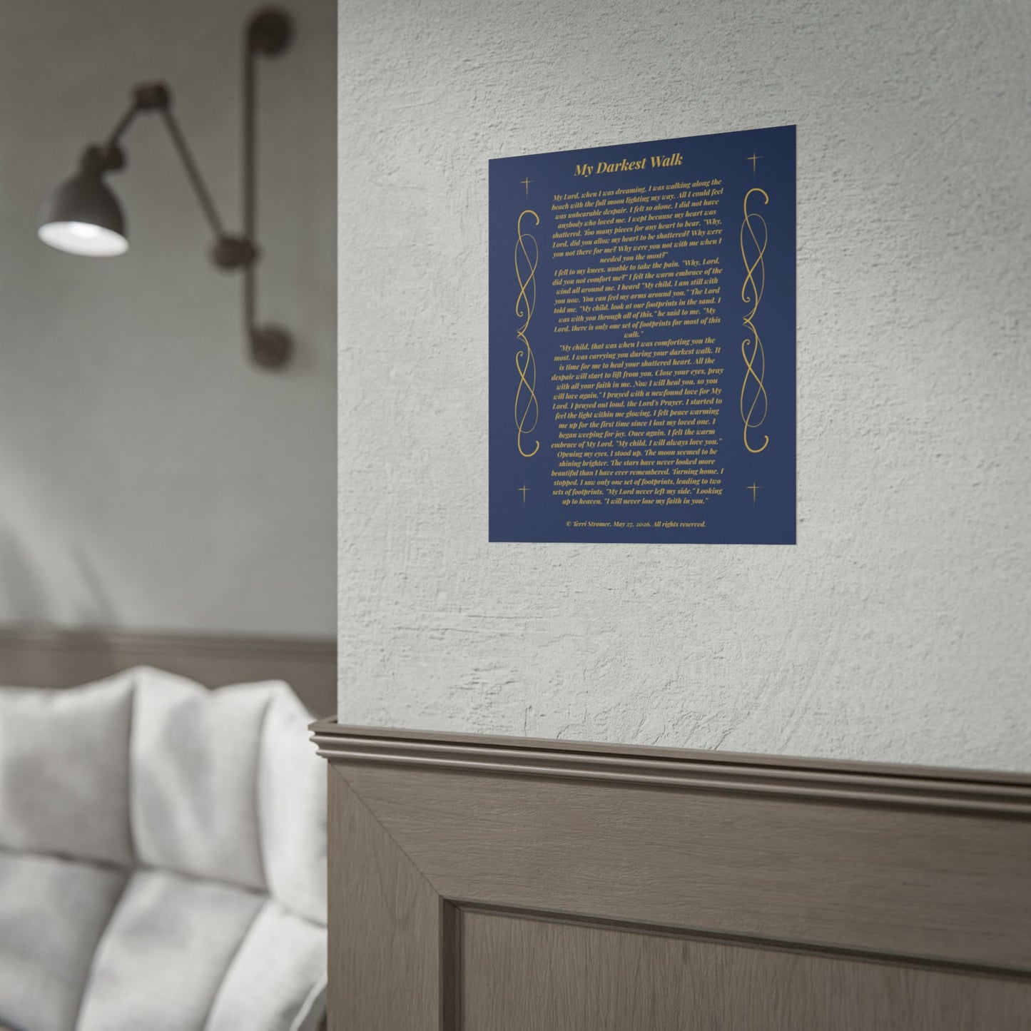 MTV My Darkest Walk - Inspirational Prayer Wall Art Navy & Gold
