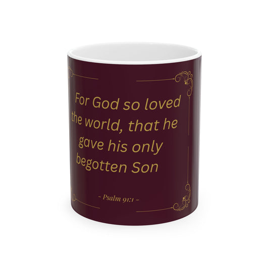 For God So Loved the World — Inspirational Scripture Mug (11oz/15oz) Burgundy