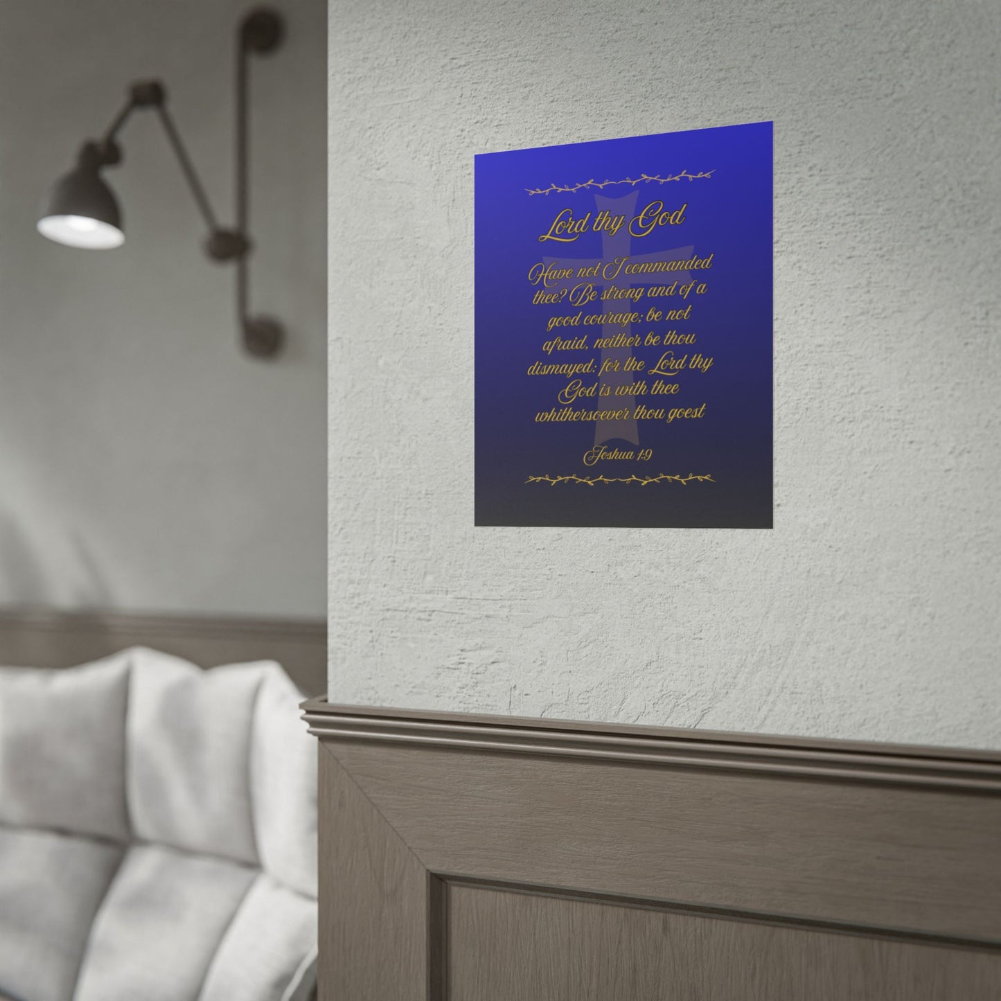 Lord thy God — Joshua 1:9 Scripture Wall Art Heavenly Blue