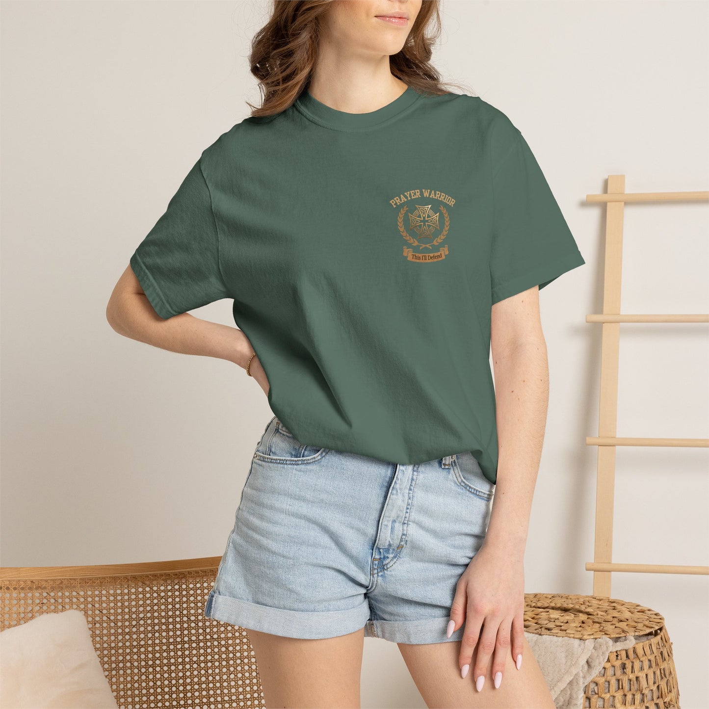 "I Am a Prayer Warrior" — Unisex Faith Heritage Crest T-Shirt | Celtic Cross | Prayer Warrior Tee