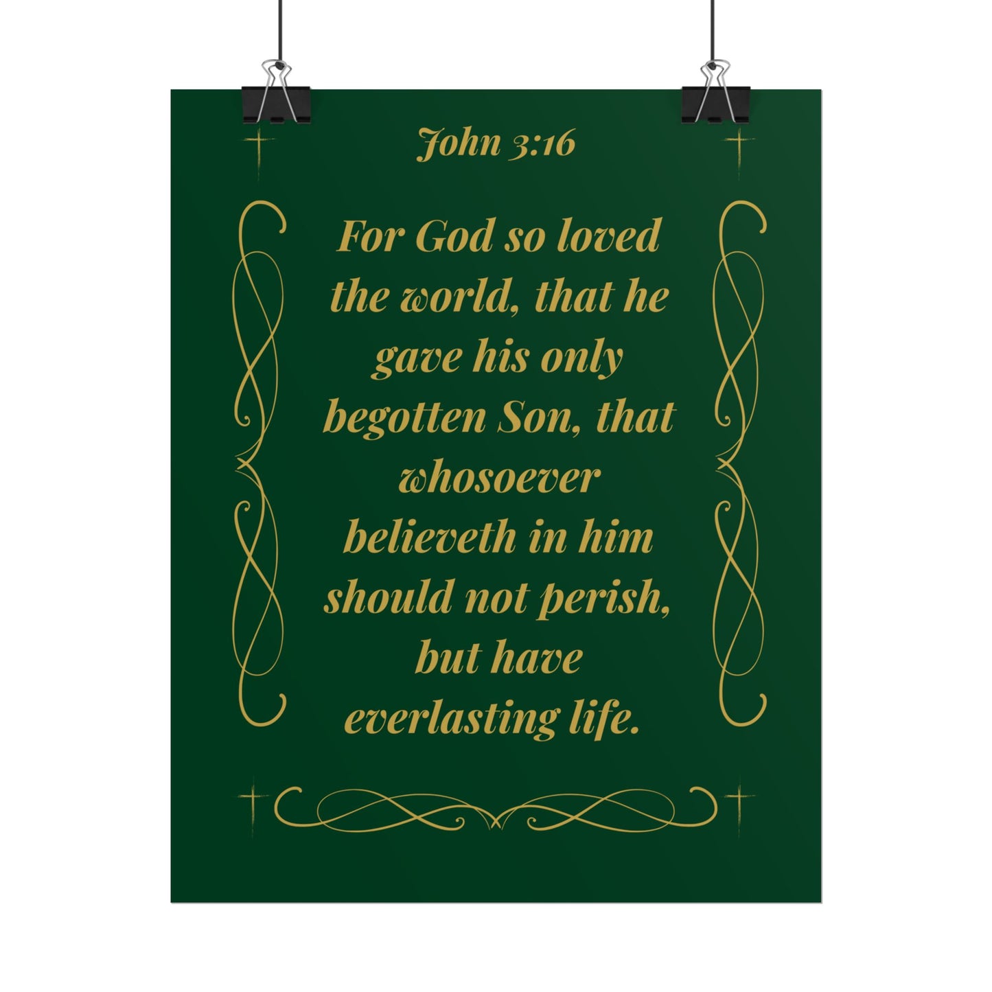 MTV John 3:16  — Gold Script Christian Scripture Wall Art Emerald Night