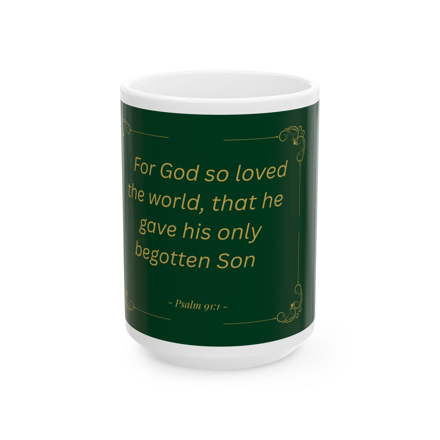 For God So Loved the World — Inspirational Scripture Mug (11oz/15oz) Emerald Night